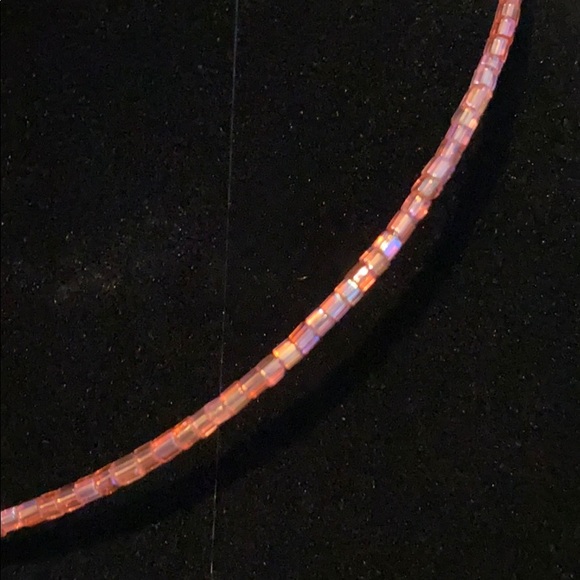 Hand beaded pink floral necklace from Europe - Picture 3 of 7